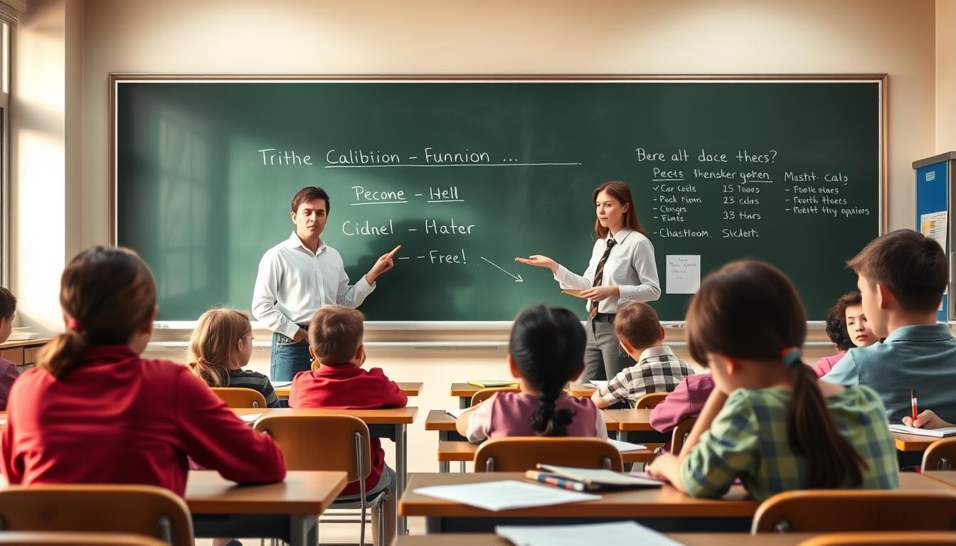 Students studying together in modern classroom
